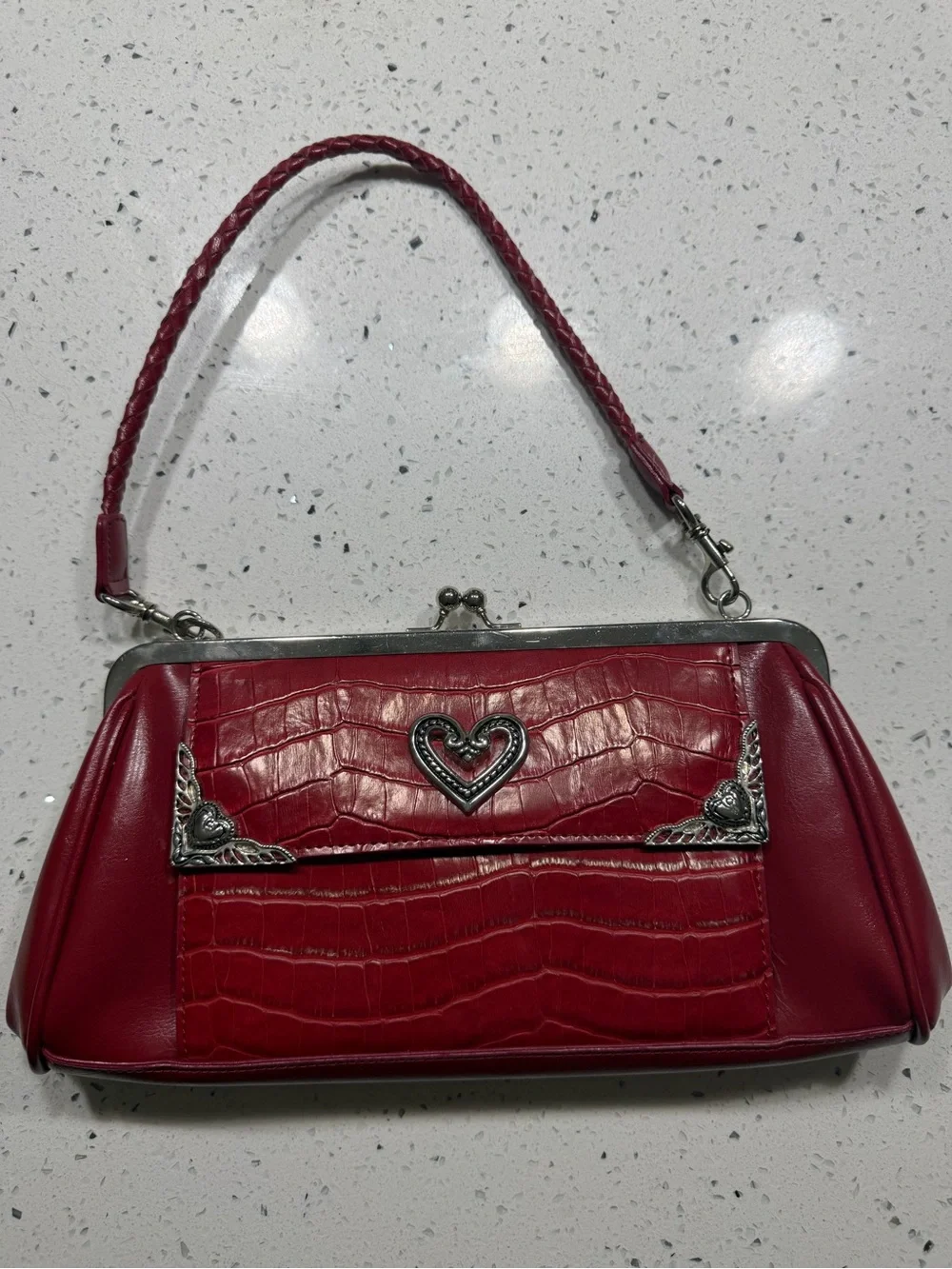 Vintage Red Women's Heart-Accent Handbag